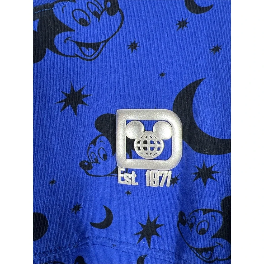 Walt Disney World Spirit Jersey Mickey Shirt Blue Moons & Stars Kids Size XL - Picture 4 of 11